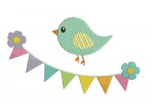 Stickdatei - Wimpelkette mit Vogel